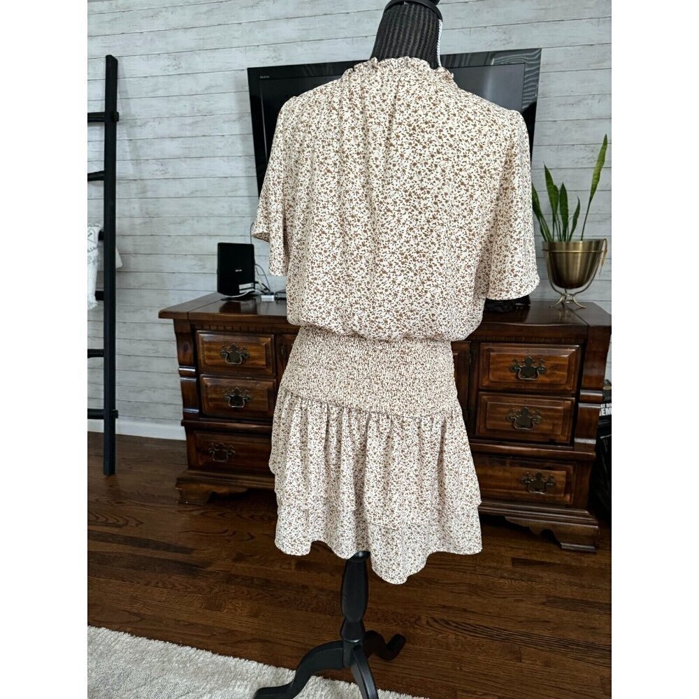 Wishlist Charlotte Cream Smocked Waist Ruffle Floral Mini Dress Size M - Picture 5 of 8
